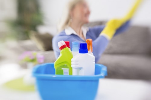 Deep cleaning carpets in a Swisscottage commercial hallway