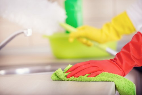 Cleaner completing a final safety check before work